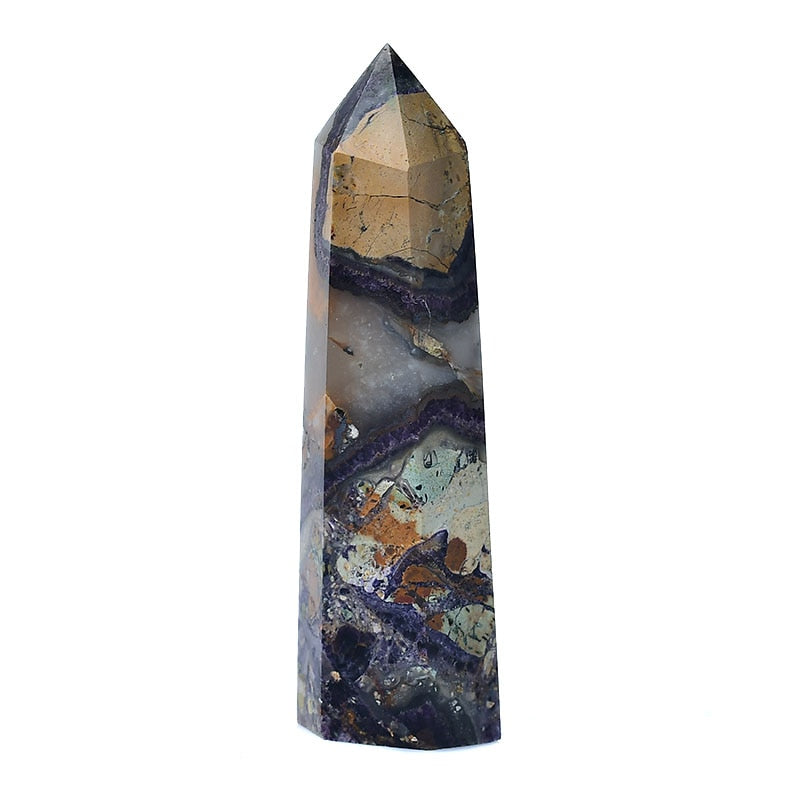 Natural Crystal Point Calcite Healing Stone Obelisk Colorful Quartz Wand Beautiful Ornament for Home Decor Energy Stone Pyramid