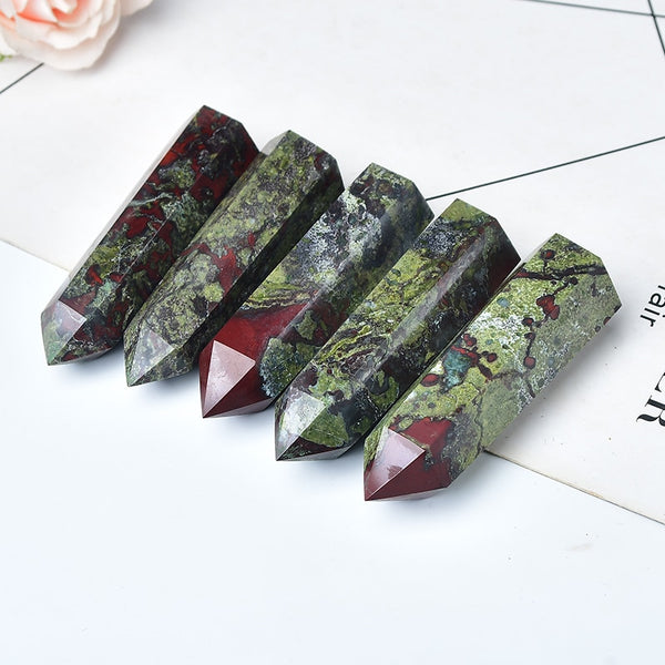 1PC Natural Dragon Blood Stone Crystal Point Reiki Healing Stone Hexagonal Prisms Obelisk Wand Tower Energy Meditation DIY Gift