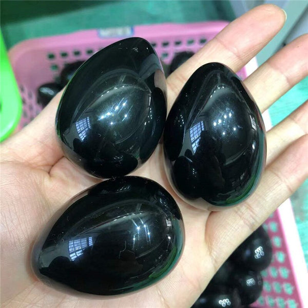 Natural Obsidian Crystal Egg Gemstone Massage Yoni Egg Crystal Reiki Healing Chakra Stone Home Decoration