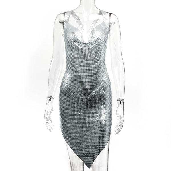 Sexy Backless Rhinestone Summer Dress