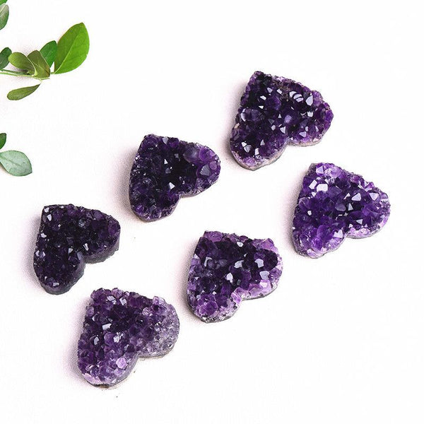 1PC Natural Amethyst Crystal Cluster heart Raw Crystals Healing Stone Decoration Ornament Purple Feng Shui Stone Ore Mineral