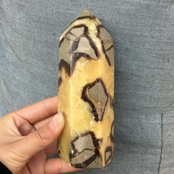 Large Natural dragon septarian quartz Obelisk Crystal wand