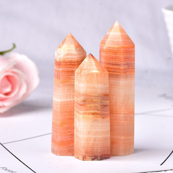 1pc Natural Crystal Point Red Afghan Jade Healing Obelisk Quartz Tower Wand Ornament for Home Decor Reiki Energy Stone Pyramid