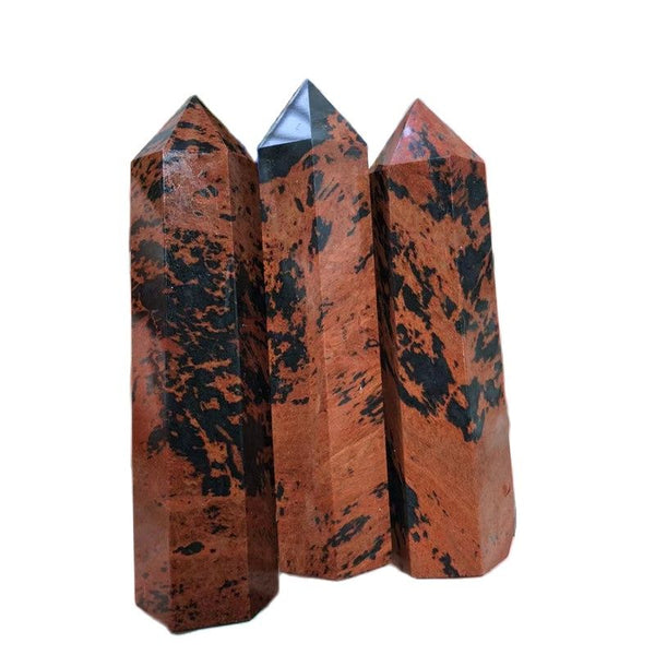 Natural Crystal Point Mahogany Obsidian Home Decor Quartz Healing Stone Hexagonal Obelisk Wand Point Stones Gift