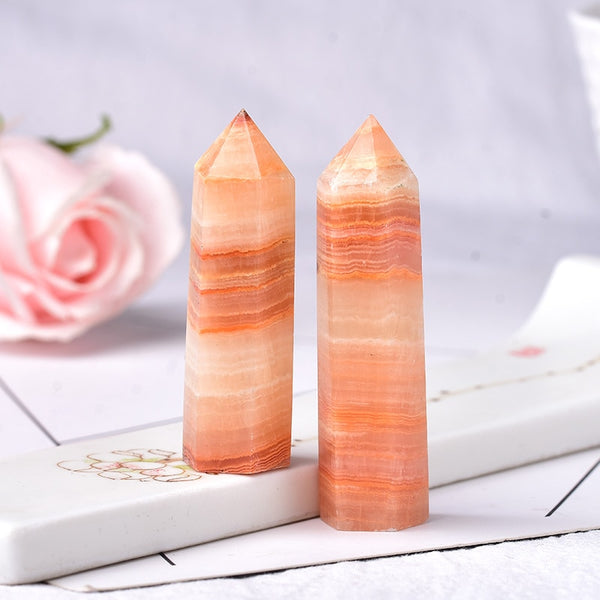 1pc Natural Crystal Point Red Afghan Jade Healing Obelisk Quartz Tower Wand Ornament for Home Decor Reiki Energy Stone Pyramid