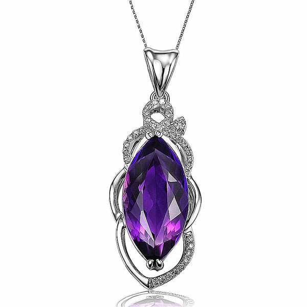 Luxury Necklace Pendant with Amethyst Zircon Gemstone 925 Silver Jewelry for Women Wedding Engagement Promise Party Accessories