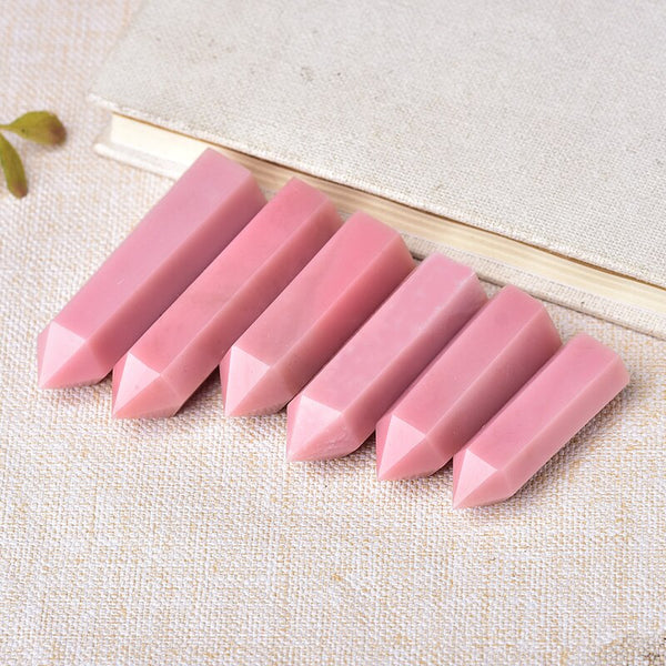 1PC Natural Stone Pink Opal Crystal Point Wand Healing Energy Quartz Home Decoration Reiki Polished 50-80mm Stone Chakra Obelisk