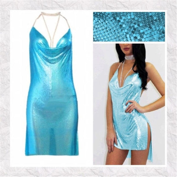 Sexy Backless Rhinestone Summer Dress