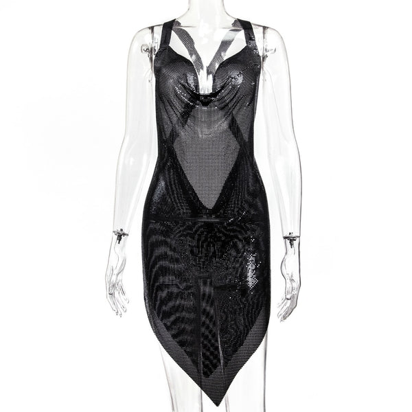 Sexy Backless Rhinestone Summer Dress
