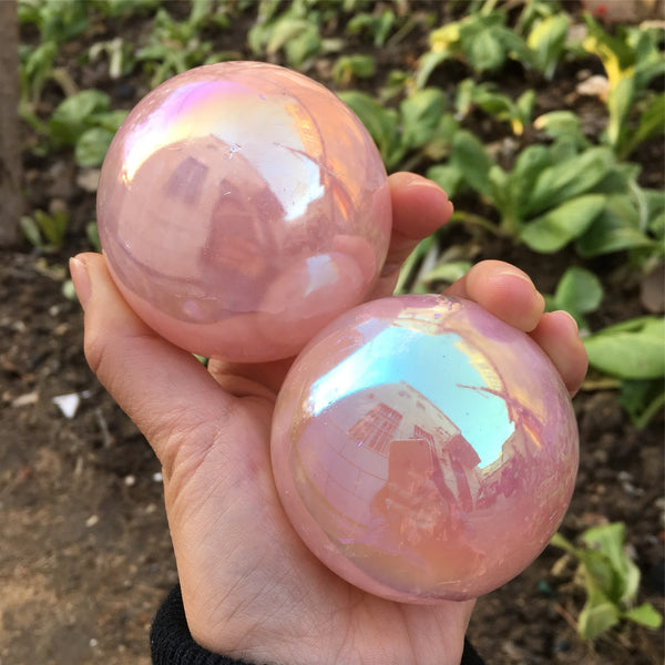 Angel aura rose quartz crystals ball