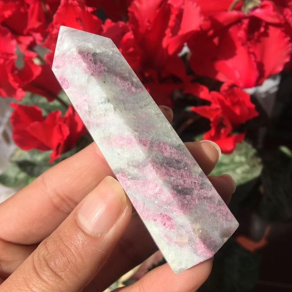 Pink Tourmaline Crystal Spots Point 70-80mm