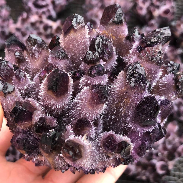 Hot day crystal cluster, coffee amethyst mineral processing from,