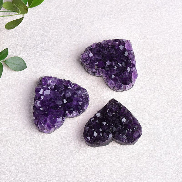 1PC Natural Amethyst Crystal Cluster heart Raw Crystals Healing Stone Decoration Ornament Purple Feng Shui Stone Ore Mineral