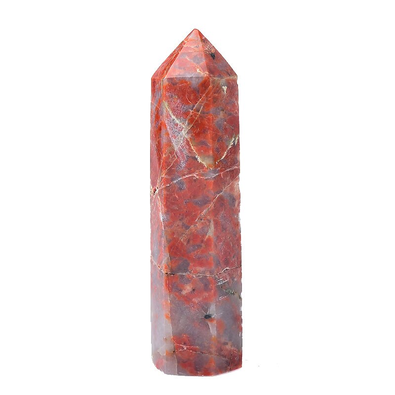 Natural Crystal Red Unakite Tower Quartz Point Healing Stone Hexagonal Prisms Obelisk Wand Treatment Stone DIY Gift 1PC