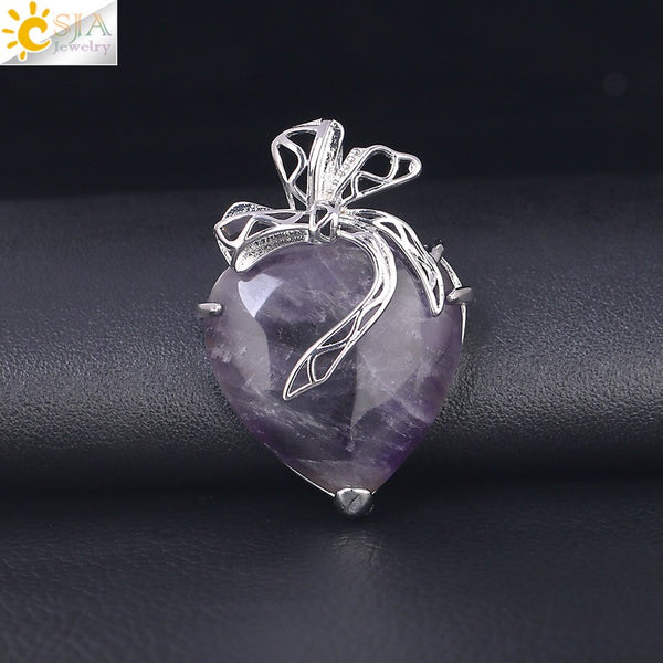 Natural Stone Necklace Tiger Eye Purple Crystal Pendant