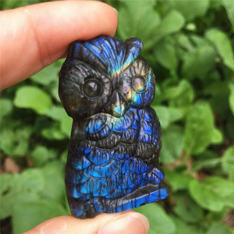 natural Labradorite owl