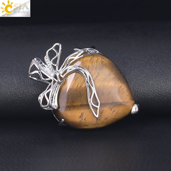 Natural Stone Necklace Tiger Eye Purple Crystal Pendant