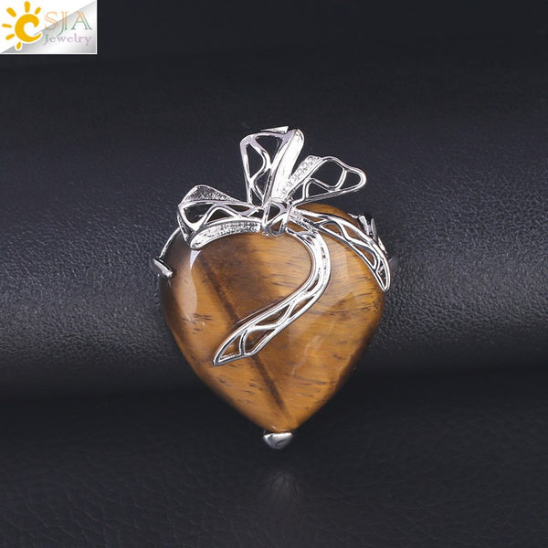 Natural Stone Necklace Tiger Eye Purple Crystal Pendant