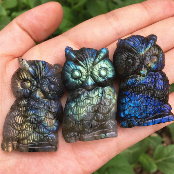 natural Labradorite owl