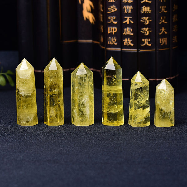 1pc Natural Crystal Point Citrine Healing Obelisk Yellow Quartz Wand Beautiful Ornament for Home Decor Energy Stone Pyramid
