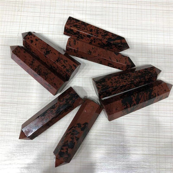 Natural Crystal Point Mahogany Obsidian Home Decor Quartz Healing Stone Hexagonal Obelisk Wand Point Stones Gift