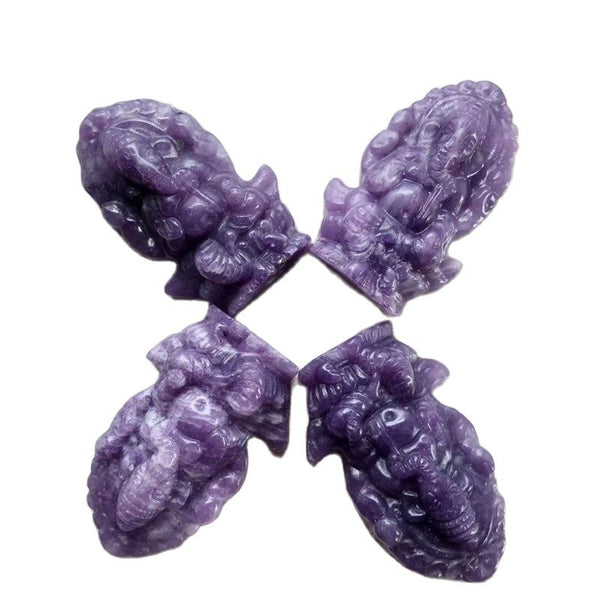 Lepidolite Elephant God Hand Carved Crystal Butterfly