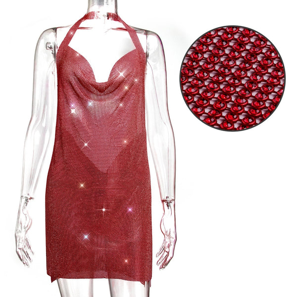 Sexy Backless Rhinestone Summer Dress