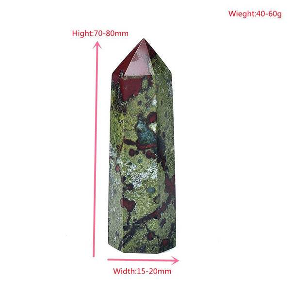 1PC Natural Dragon Blood Stone Crystal Point Reiki Healing Stone Hexagonal Prisms Obelisk Wand Tower Energy Meditation DIY Gift
