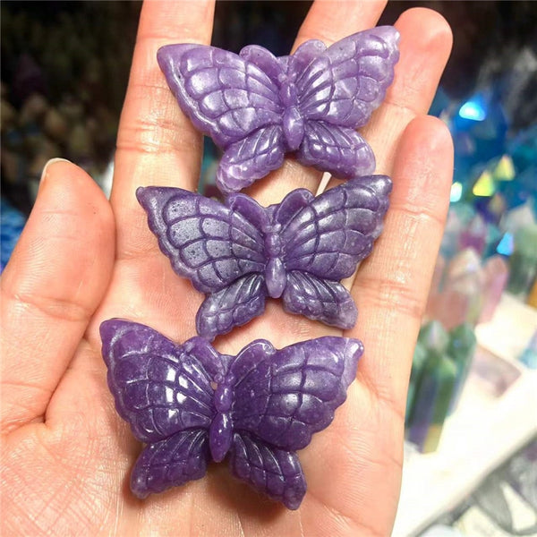 Lepidolite Elephant God Hand Carved Crystal Butterfly