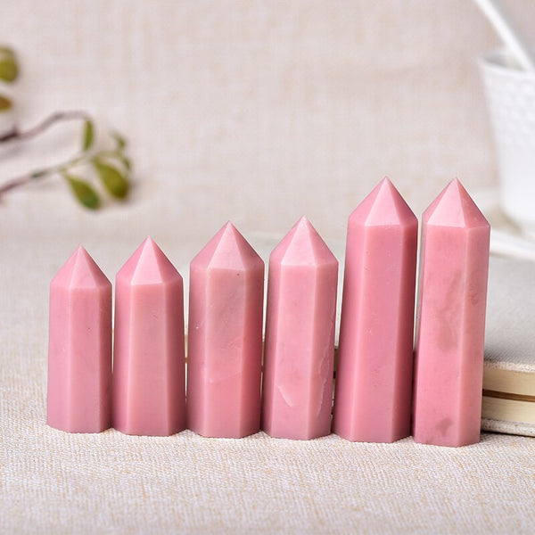 1PC Natural Stone Pink Opal Crystal Point Wand Healing Energy Quartz Home Decoration Reiki Polished 50-80mm Stone Chakra Obelisk