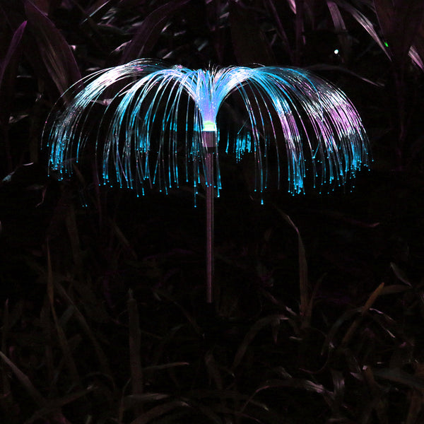 2pcs LED Solar Light Outdoor Fiber Optic Jellyfish Colorful Lamp Color Changing Garden Ground Lawn Pathway Street Lighting Decor