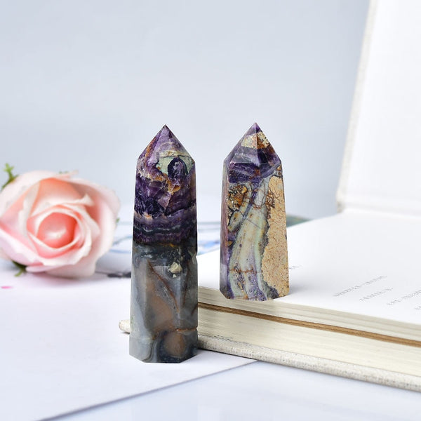 Natural Crystal Point Calcite Healing Stone Obelisk Colorful Quartz Wand Beautiful Ornament for Home Decor Energy Stone Pyramid