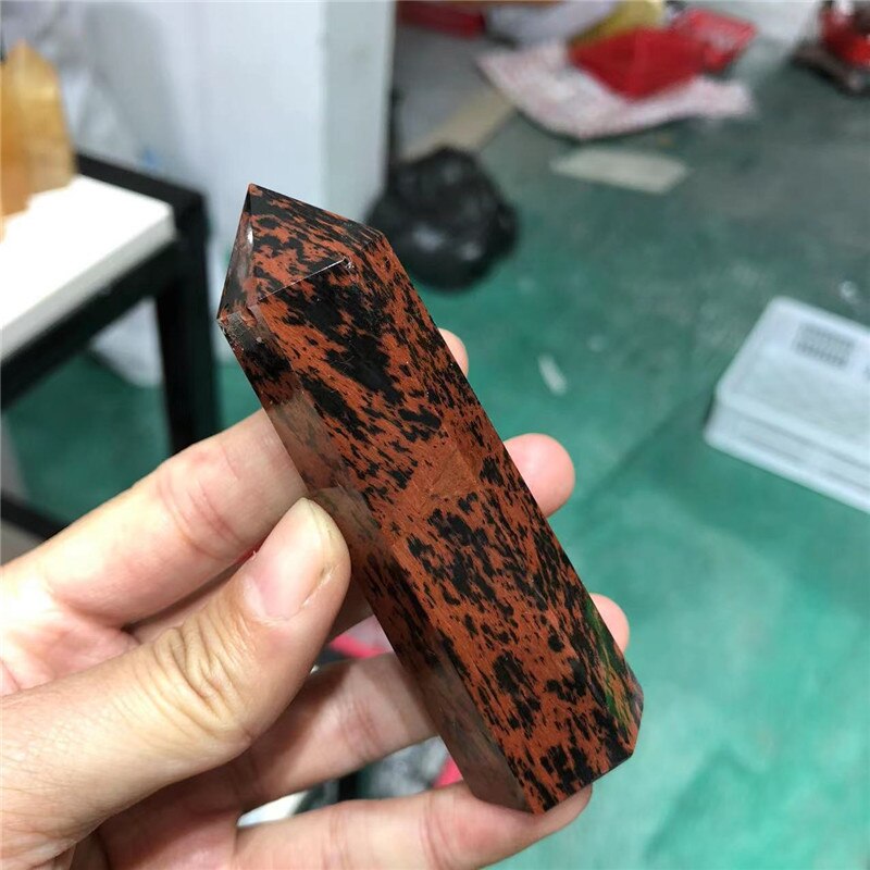 Natural Crystal Point Mahogany Obsidian Home Decor Quartz Healing Stone Hexagonal Obelisk Wand Point Stones Gift