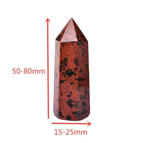 Natural Red obsidian Crystal Point Healing Stone Quartz Crystal Wand Red Stone 50-80mm for Home Decoration Mineral DIY Gift