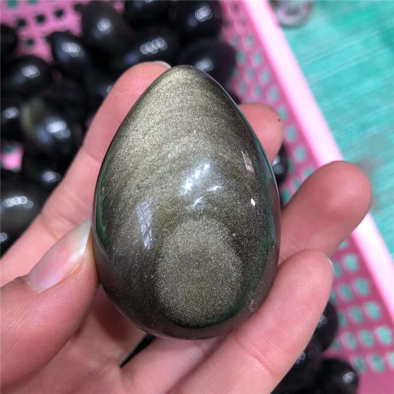 Natural Obsidian Crystal Egg Gemstone Massage Yoni Egg Crystal Reiki Healing Chakra Stone Home Decoration