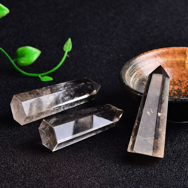 Natural Smoky Quartz Crystal Point Healing Stone Hexagonal Prisms 50-80mm Obelisk Wand Treatment Stone Tower DIY Gift 1PC