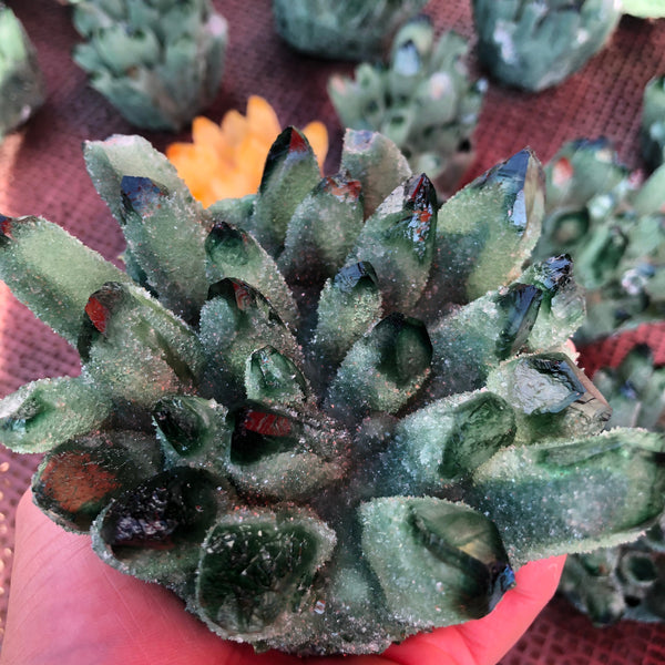 650G verde natural fantasma fantasma cristal de quartzo cluster cura espécime