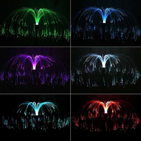 2pcs LED Solar Light Outdoor Fiber Optic Jellyfish Colorful Lamp Color Changing Garden Ground Lawn Pathway Street Lighting Decor