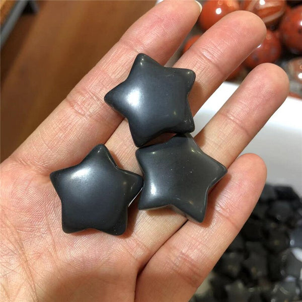 Beautiful 1pc Natural Black Obsidian Crystal Stone Star Shaped Healing Gemstones Polished Gift Natural Quartz Crystals