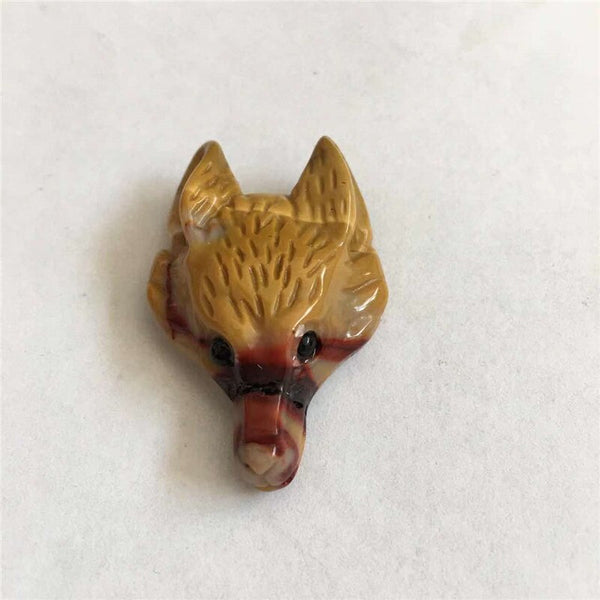 Natural Stone Crystal Tiger Eye Aventurine Wolf Head Shape Pendant Accessories 2pc