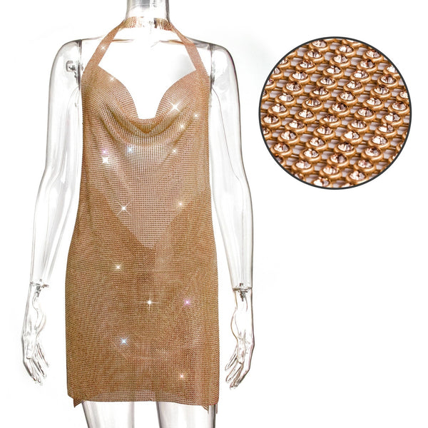 Sexy Backless Rhinestone Summer Dress