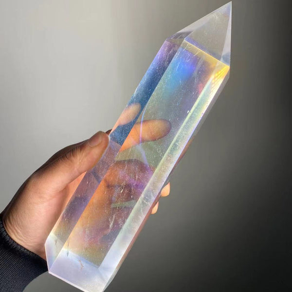 3pcs Beautiful rainbow aura Melting stone Crystal Point