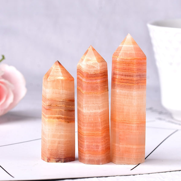 1pc Natural Crystal Point Red Afghan Jade Healing Obelisk Quartz Tower Wand Ornament for Home Decor Reiki Energy Stone Pyramid