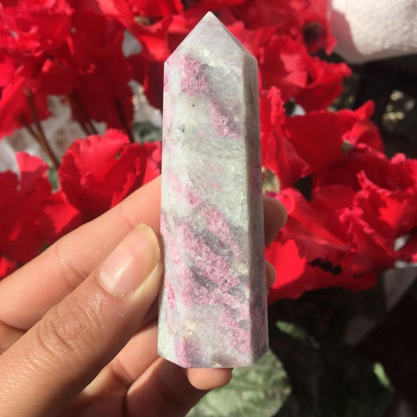 Pink Tourmaline Crystal Spots Point 70-80mm