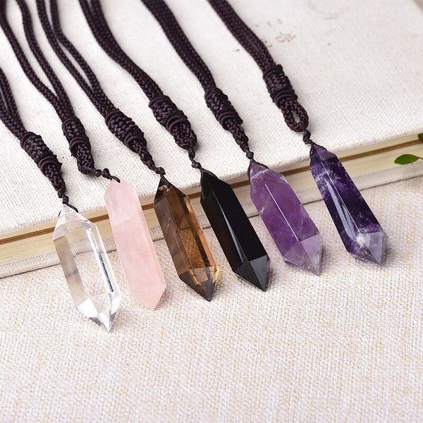 Natural Crystal Pendant Jewelry Double Terminated Point Healing Souvenir For Men Women Jewelry Gift Fashion Simple Amulet