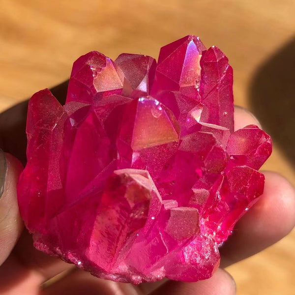 Red Titanium Rainbow Halo Lemuria Quartz Cluster Crystal Point Healing