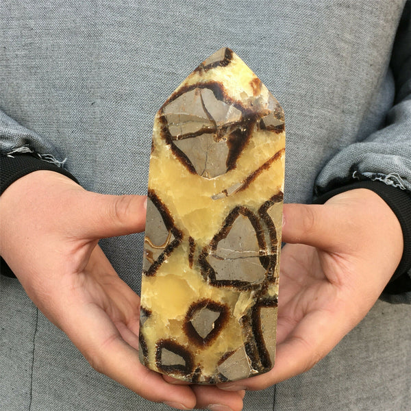 Large Natural dragon septarian quartz Obelisk Crystal wand