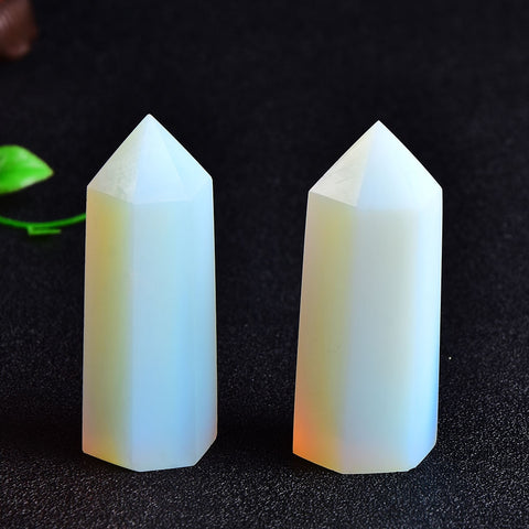 1PC Crystal Opal Quartz Point Healing Stone Tower Hexagonal Prisms 60-80mm Obelisk Wand Treatment Stone DIY Gift K9