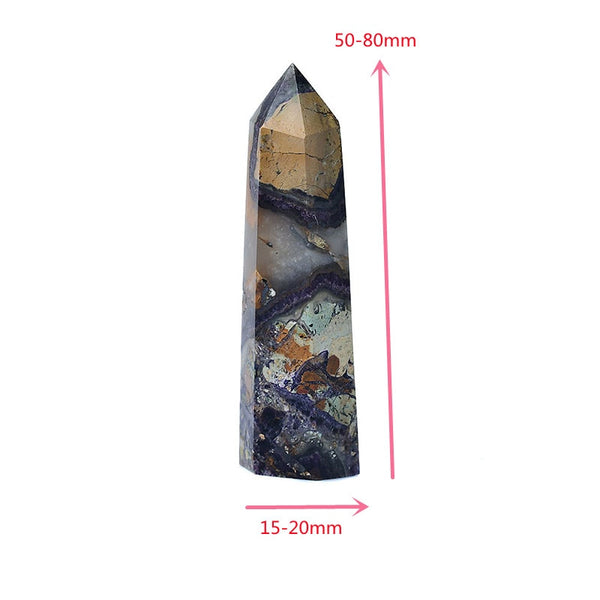 Natural Crystal Point Calcite Healing Stone Obelisk Colorful Quartz Wand Beautiful Ornament for Home Decor Energy Stone Pyramid