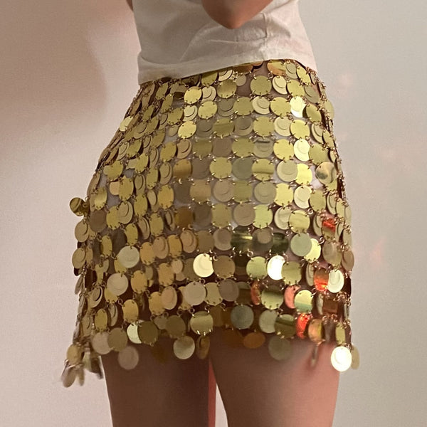Sexy Glitter Sequins Waist Chain Skirt